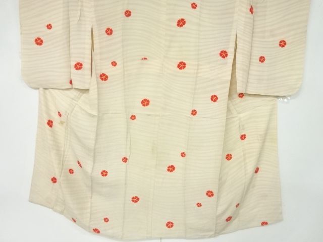 アンティーク　錦紗よろけ横段に撫子模様単衣長襦袢